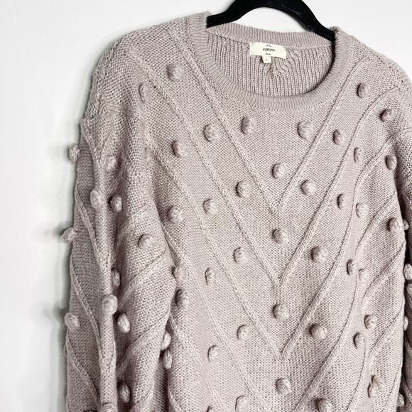 New Entro Large L Light Lavender Purple Pom Pom Crew Neck Textured Sweater - Picture 5 of 11